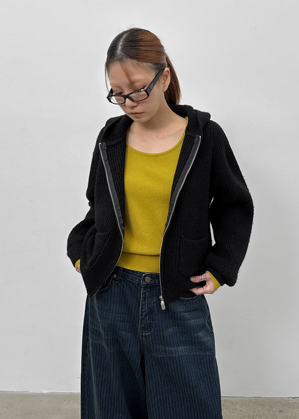 Dufifi Porden Knit Hood Zip-Up