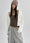 Rapten Crop Loose Fit Wool Knit Cardigan