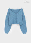 Rapten Crop Loose Fit Wool Knit Cardigan