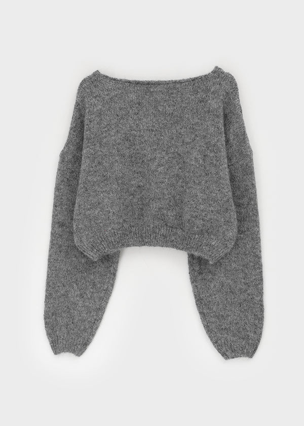 Rapten Crop Loose Fit Wool Knit Cardigan