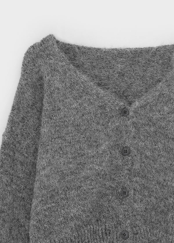 Rapten Crop Loose Fit Wool Knit Cardigan