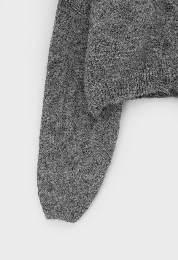 Rapten Crop Loose Fit Wool Knit Cardigan