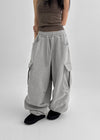 (UNISEX) Momhen Banding Fleece Cargo Wide Two-way Pants