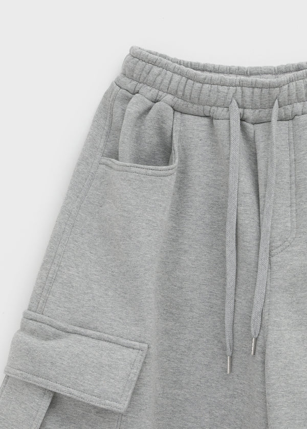 (UNISEX) Momhen Banding Fleece Cargo Wide Two-way Pants