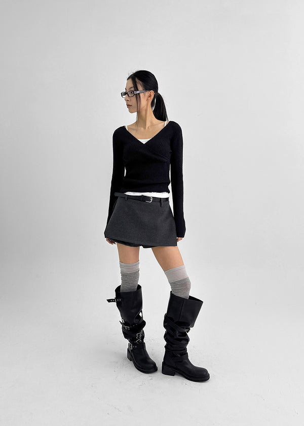 Kmrut Wool Mini Skirt Pants (belt Set)