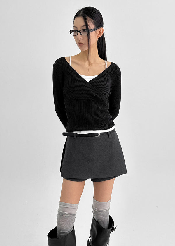 Kmrut Wool Mini Skirt Pants (belt Set)
