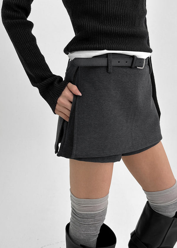 Kmrut Wool Mini Skirt Pants (belt Set)
