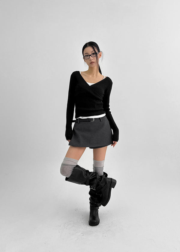 Kmrut Wool Mini Skirt Pants (belt Set)