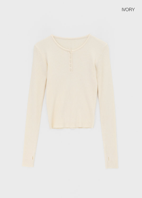 Camrn Henley Neck Warmer Ribbed Knit