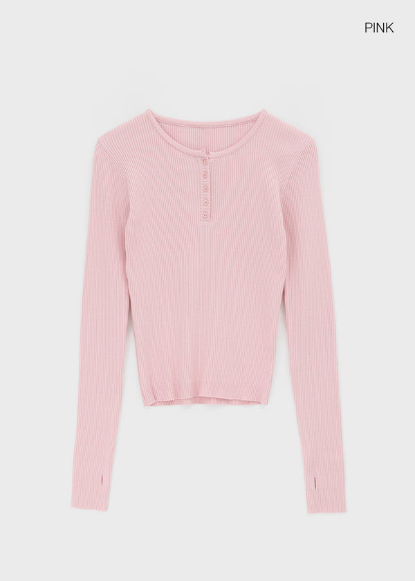 Camrn Henley Neck Warmer Ribbed Knit