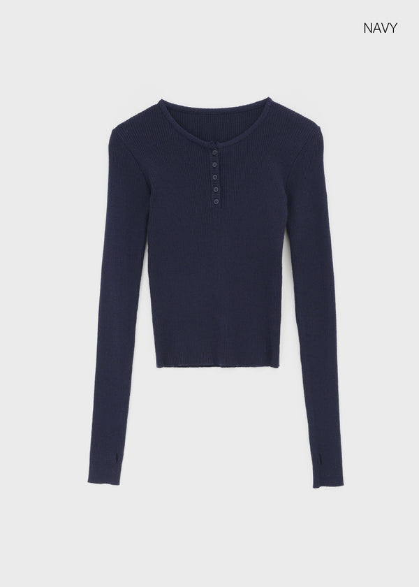 Camrn Henley Neck Warmer Ribbed Knit