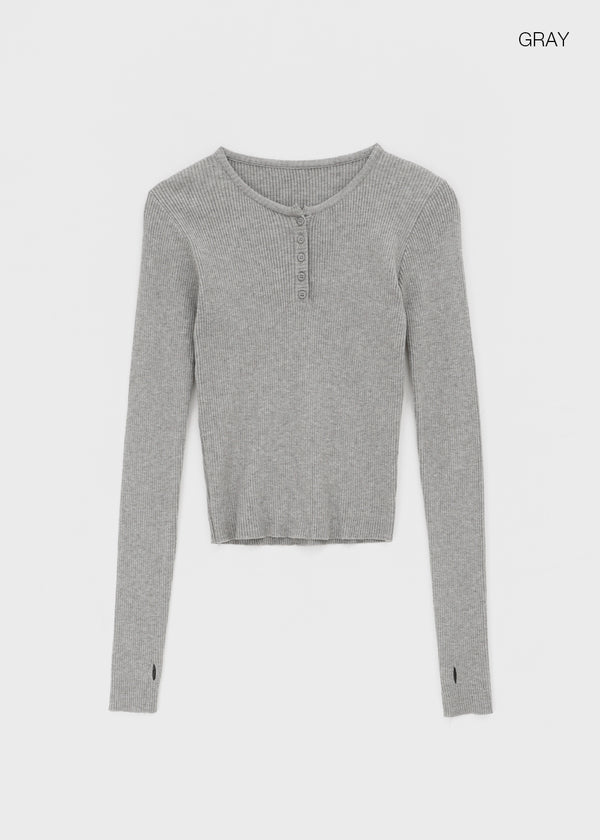 Camrn Henley Neck Warmer Ribbed Knit