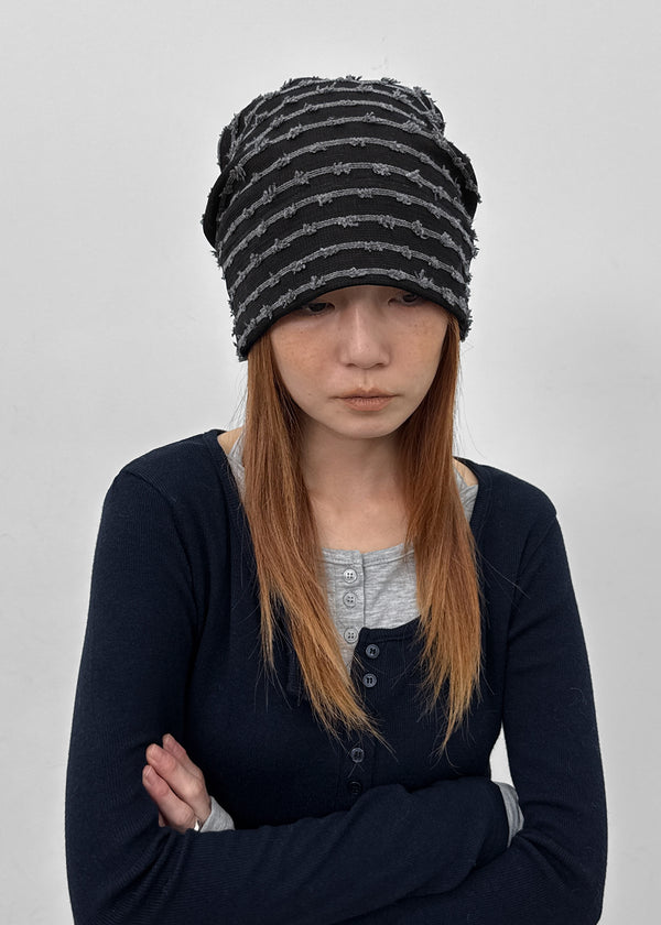 Ato Stripe Fringe Turban Beanie