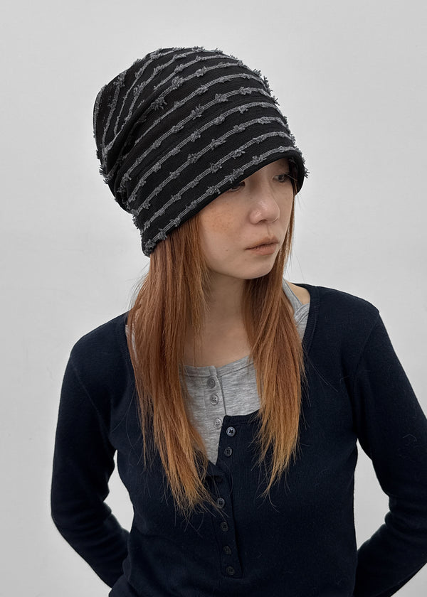 Ato Stripe Fringe Turban Beanie