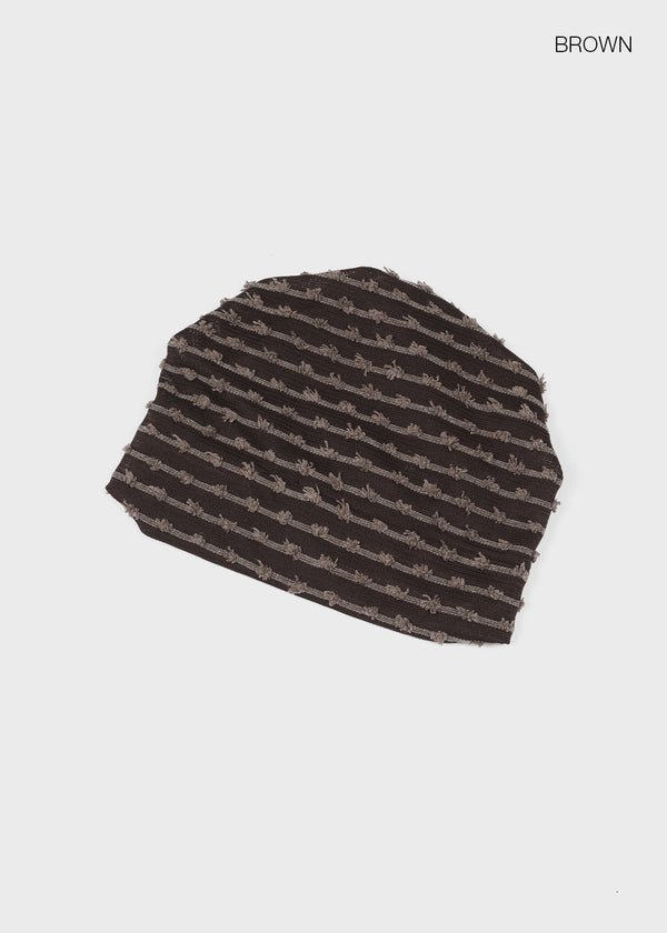 Ato Stripe Fringe Turban Beanie