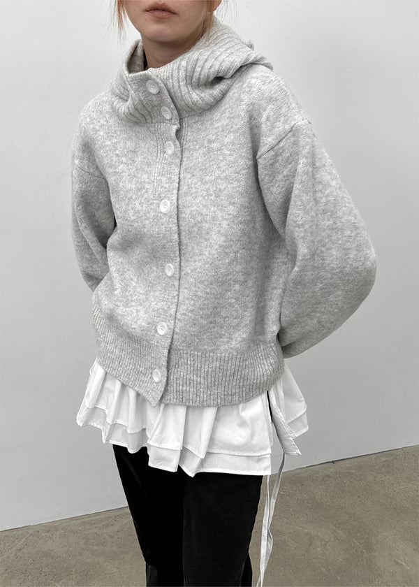 Petun Knit Hooded Cardigan