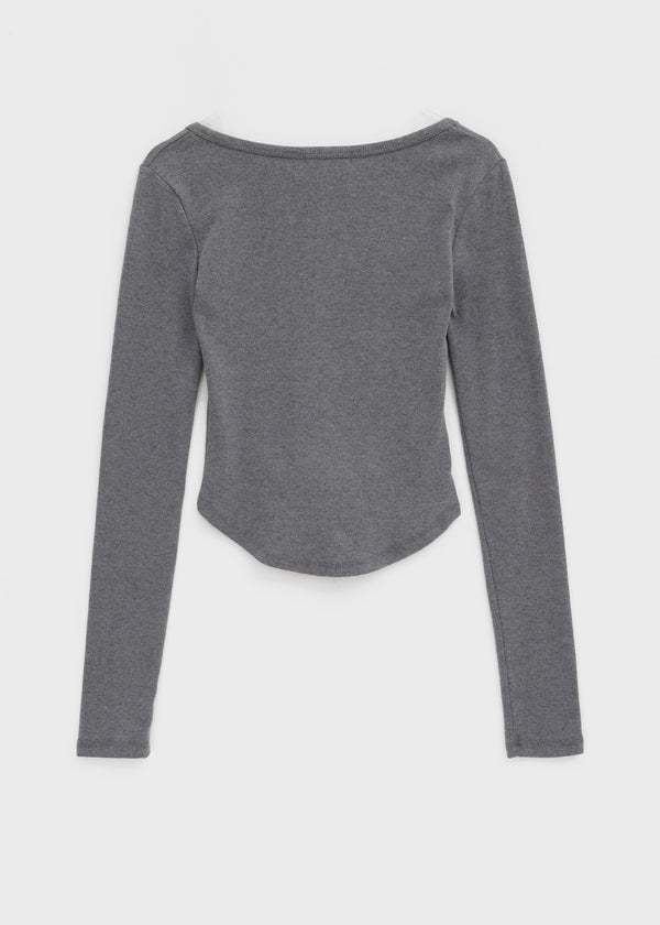 Podumb Rounding Square Neck Long Sleeve T-shirt