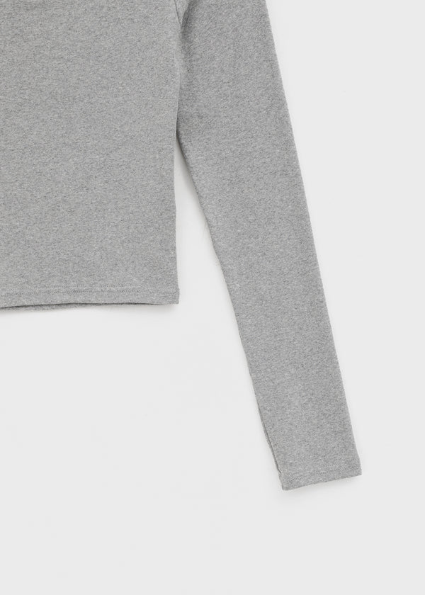 Two-collar Henley Neck Off-shoulder Long-sleeved T-shirt