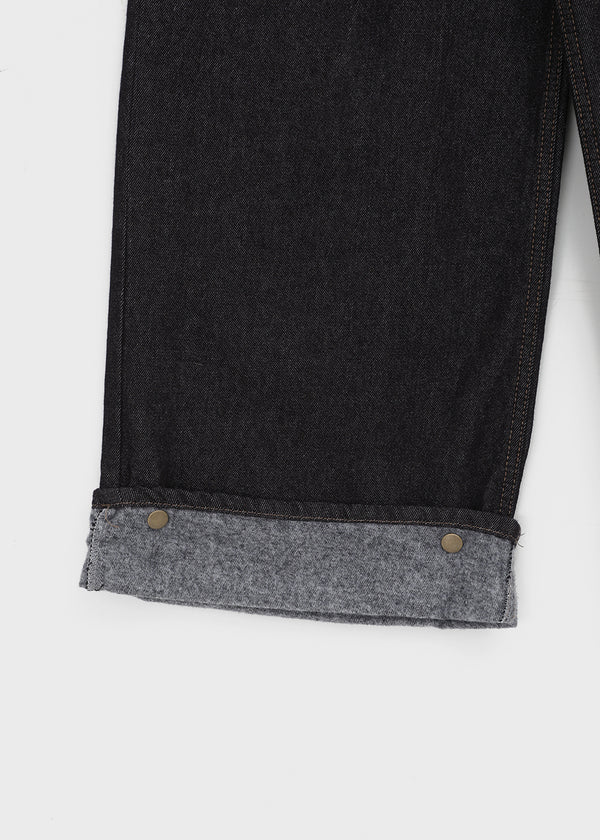 Clean Raw Fabric Fleece Wide Denim Pants