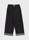 Clean Raw Fabric Fleece Wide Denim Pants