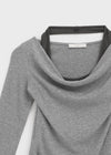 Kepol Layered Strap Off-shoulder Long Sleeve T-shirt