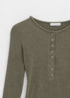 Sislin Henley Neck Ribbed Wool Long Sleeve Tee