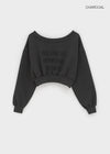 Schnil Lettering Crop Off-shoulder Man-to-man