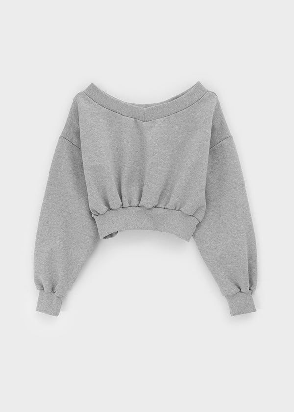 Schnil Lettering Crop Off-shoulder Man-to-man