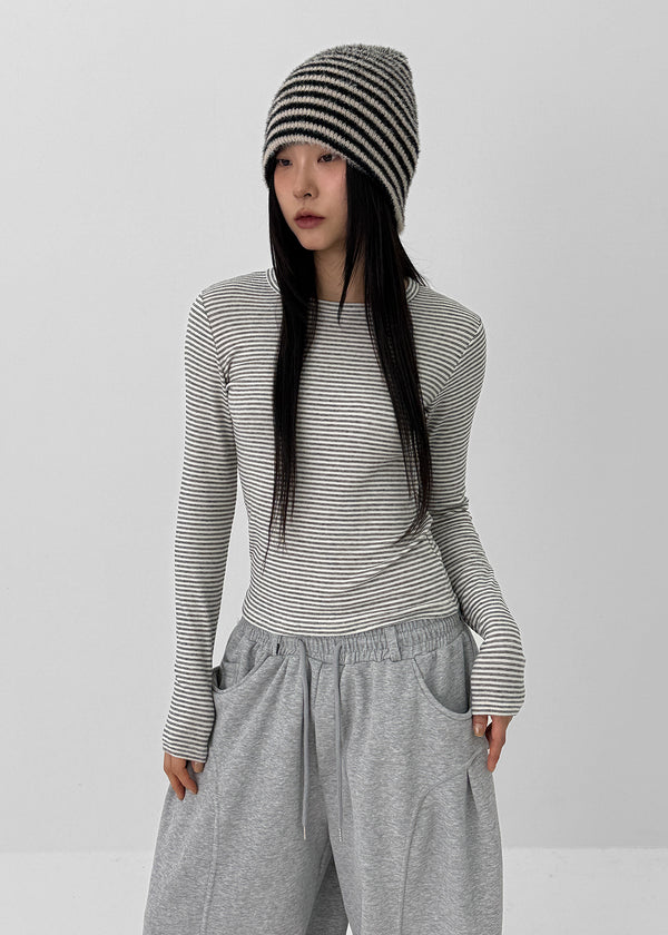 Robe Stripe Fleece Long Sleeve T-shirt