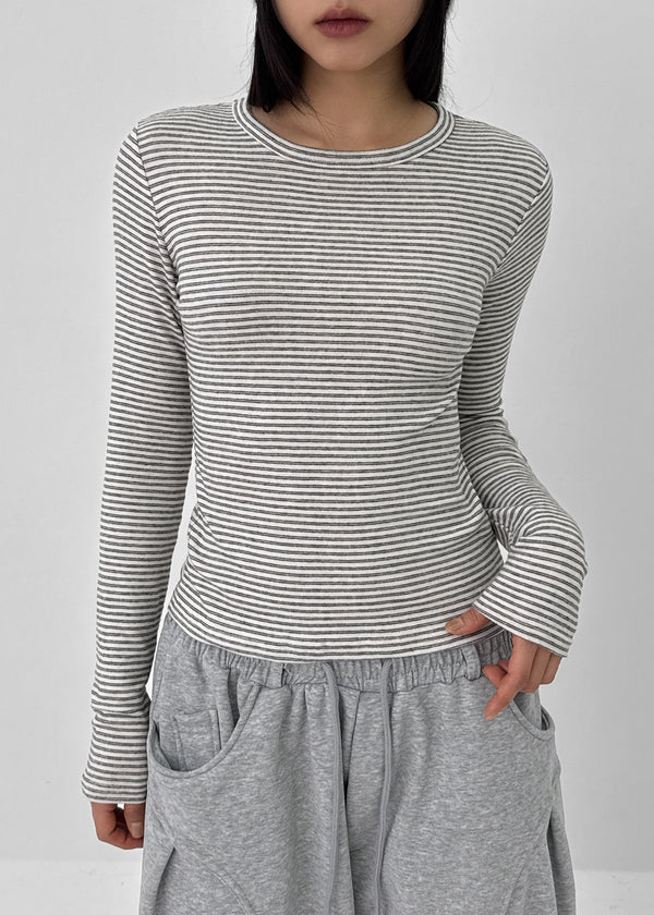 Robe Stripe Fleece Long Sleeve T-shirt