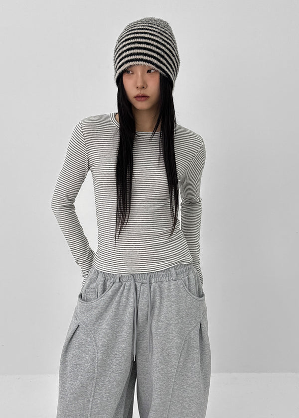 Robe Stripe Fleece Long Sleeve T-shirt