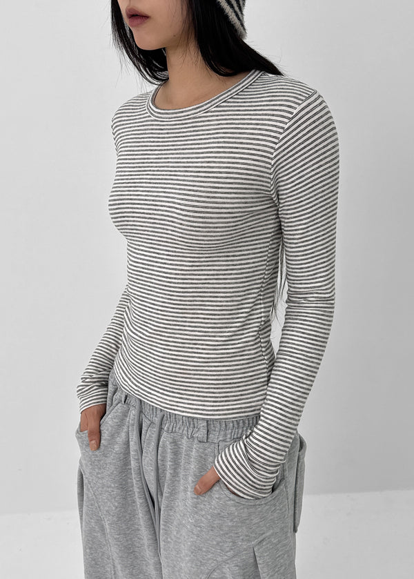 Robe Stripe Fleece Long Sleeve T-shirt