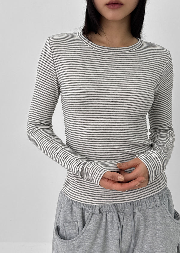 Robe Stripe Fleece Long Sleeve T-shirt