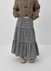 Tog Peach Fleece Check Cancan Long Skirt