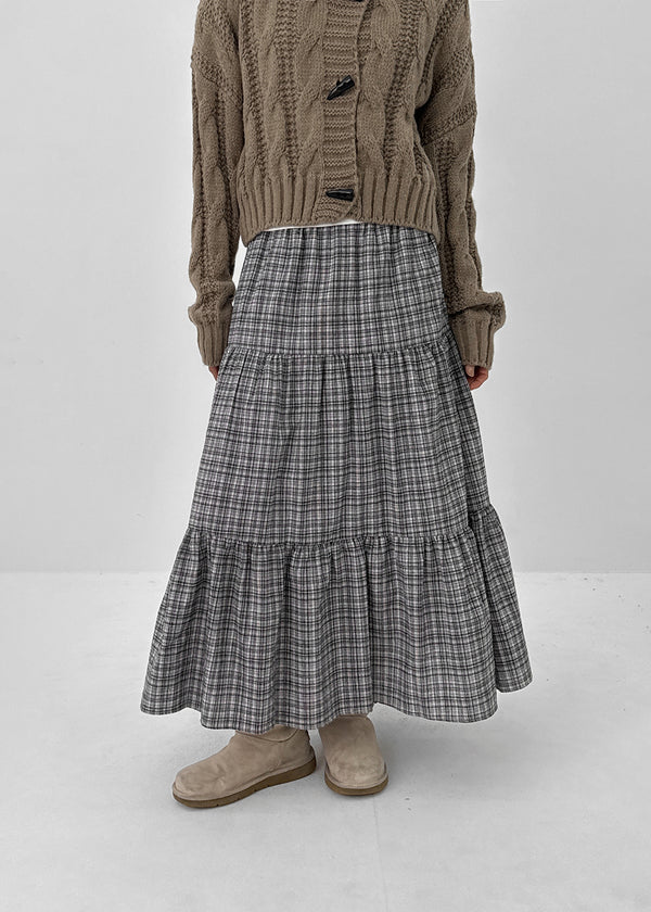 Tog Peach Fleece Check Cancan Long Skirt
