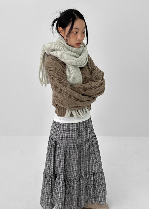 Tog Peach Fleece Check Cancan Long Skirt