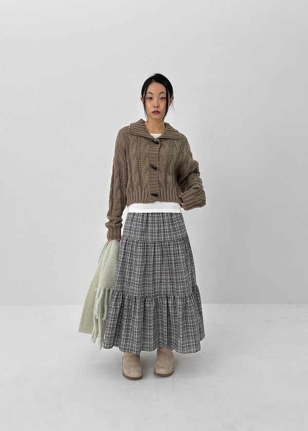 Tog Peach Fleece Check Cancan Long Skirt