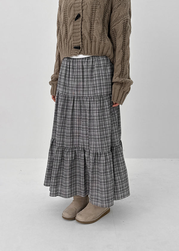Tog Peach Fleece Check Cancan Long Skirt