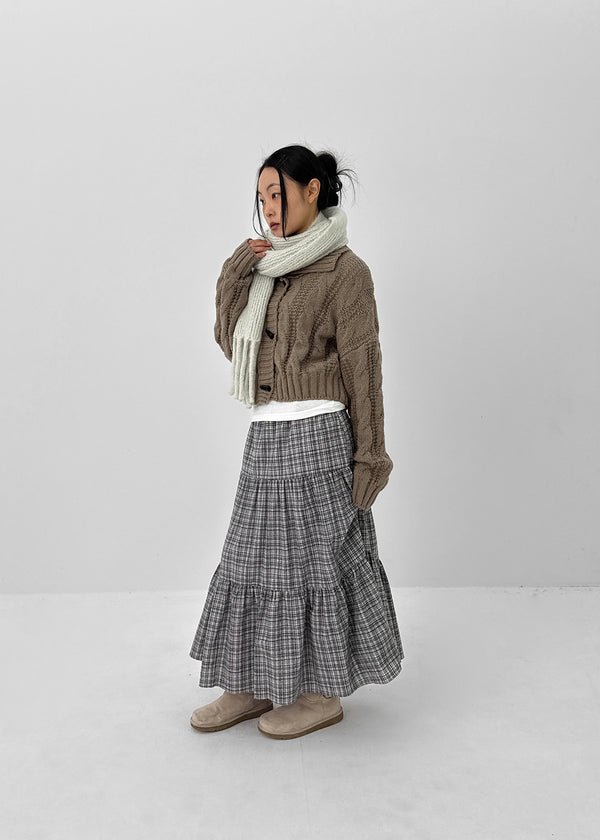 Tog Peach Fleece Check Cancan Long Skirt