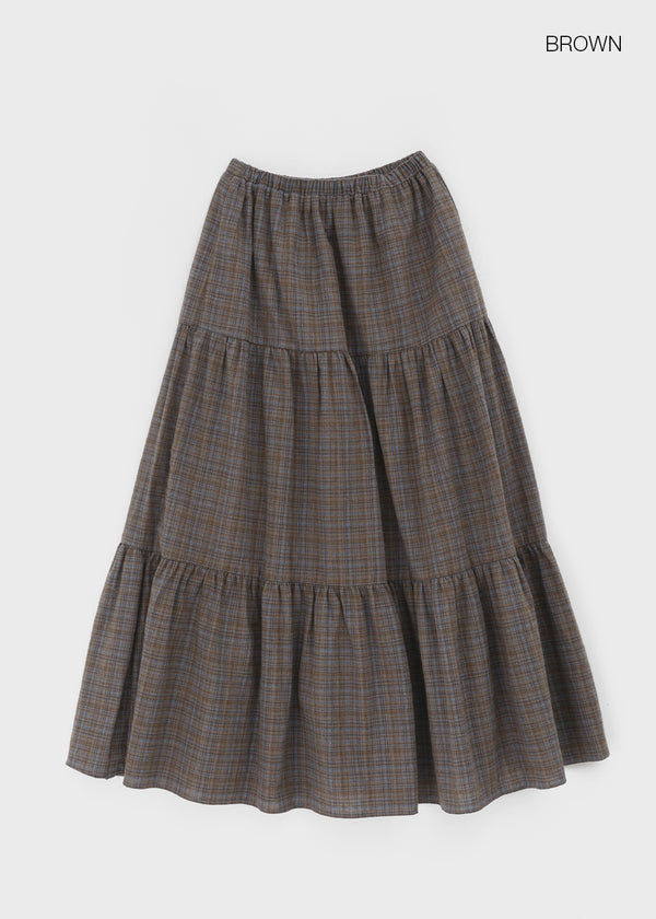 Tog Peach Fleece Check Cancan Long Skirt
