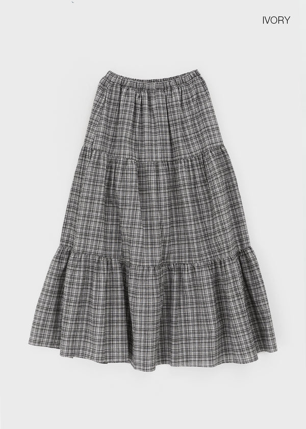 Tog Peach Fleece Check Cancan Long Skirt