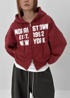 Yento Lettering Two-way Fleece Hooded Zip-up