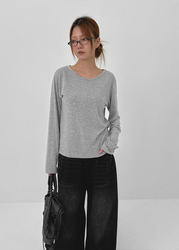 Hechesi Basic Fleece Long Sleeve T-shirt