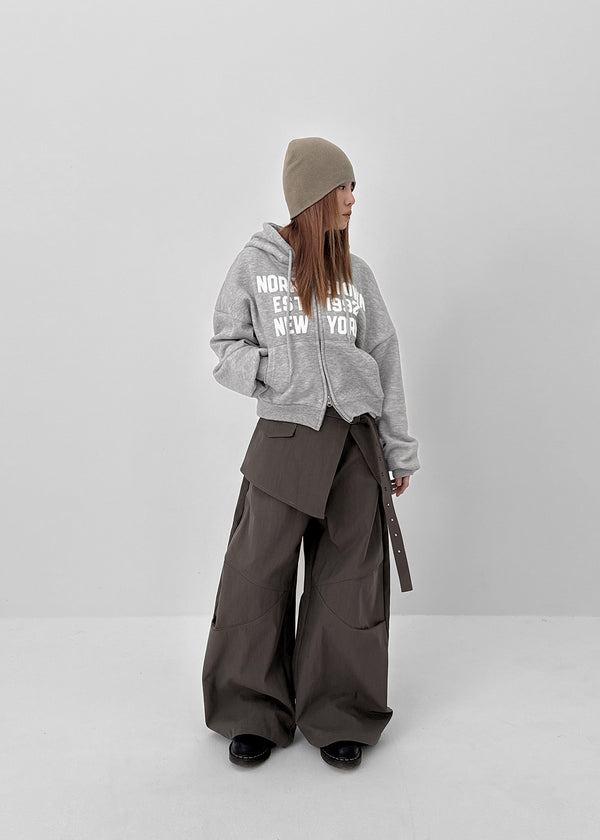 Mekoi Set - Eyelet Belt, Wrap Skirt, Wide Pants