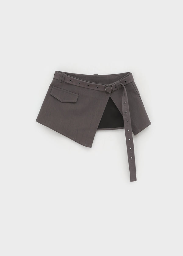 Mekoi Set - Eyelet Belt, Wrap Skirt, Wide Pants