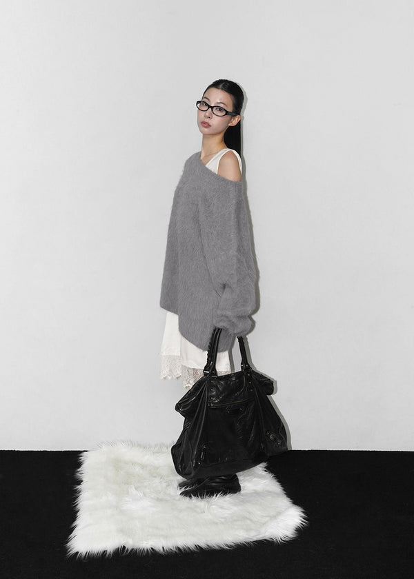 Viet Overfit Boat Neck Mohair Knit