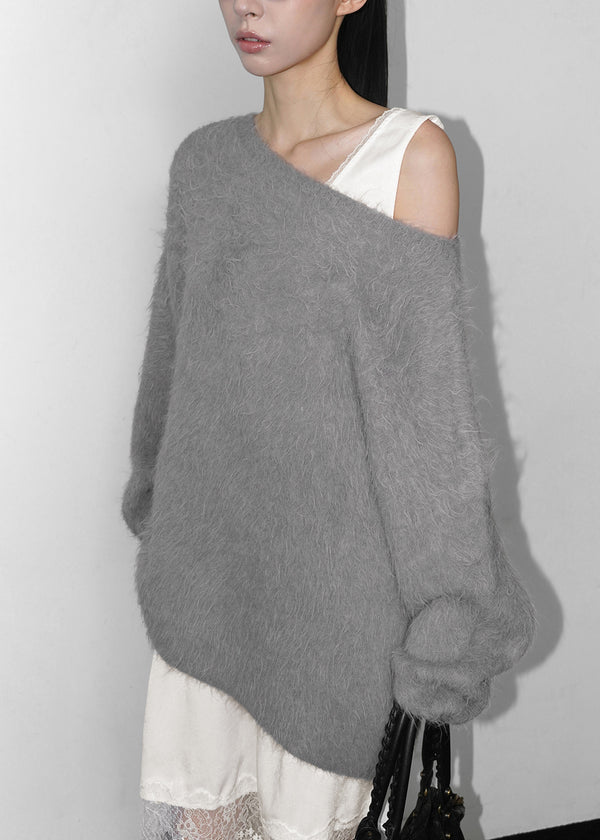 Viet Overfit Boat Neck Mohair Knit