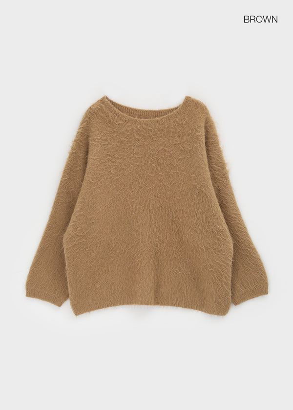 Viet Overfit Boat Neck Mohair Knit