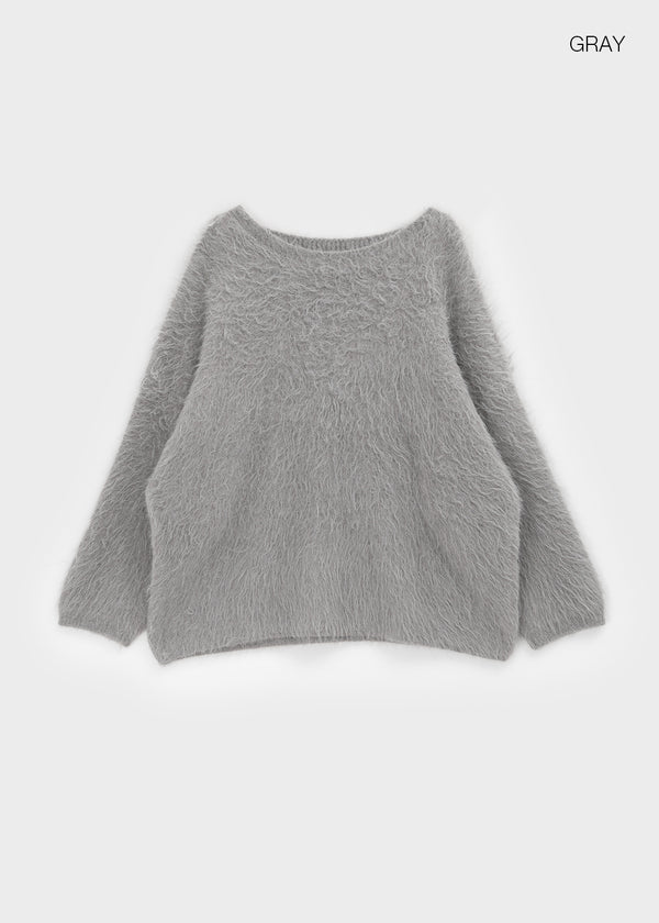 Viet Overfit Boat Neck Mohair Knit