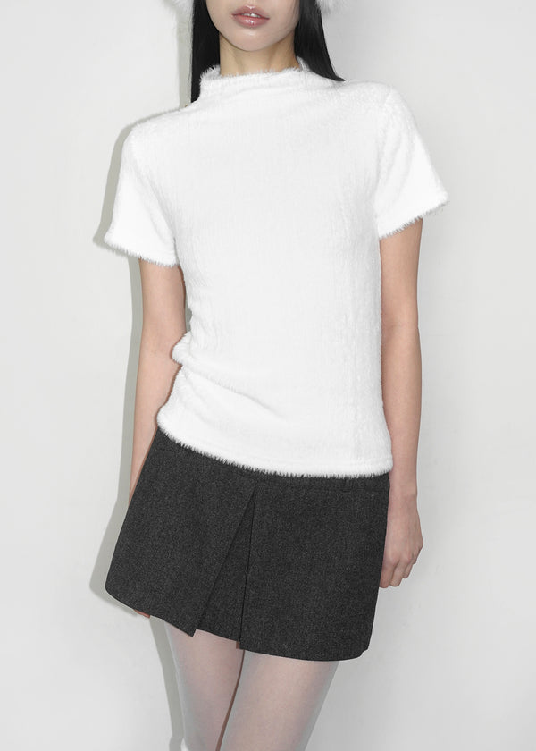 Pinken Half-neck Fur Short-sleeved T-shirt